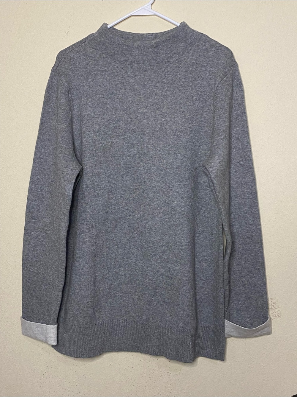 NEW J. Jill Medium Tall MT Women's Solid Gray White Knit Sweater Dress Top Tunic